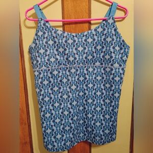 Merrell Opt-Wick Performance Tank – Blue Geometric Print, Size XL